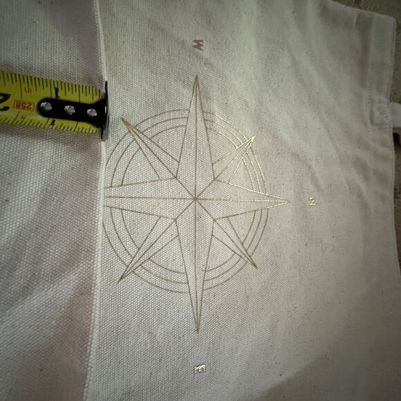 Fringe small canvas tote bag with gold North Star design NWOT - Picture 8 of 12